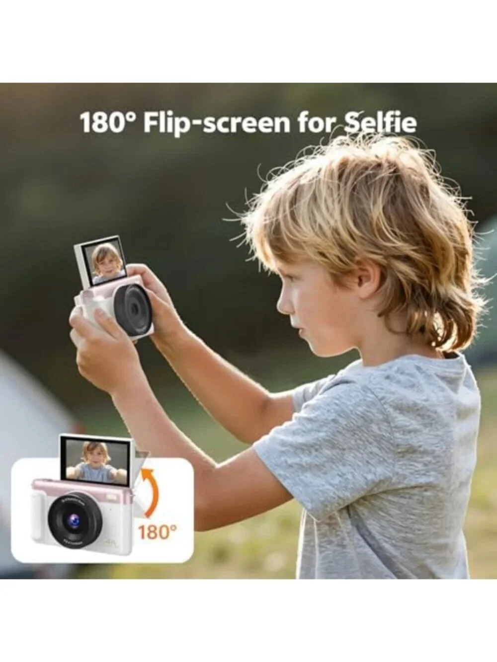 4K Digital Camera for Photography, Flip Screen, WiFi, Compact & Stylish Pink